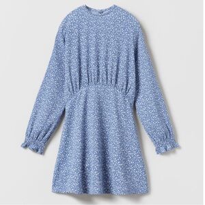 Zara. Size 10 (girls). Textured weaved blue floral dress. Mint condition.
